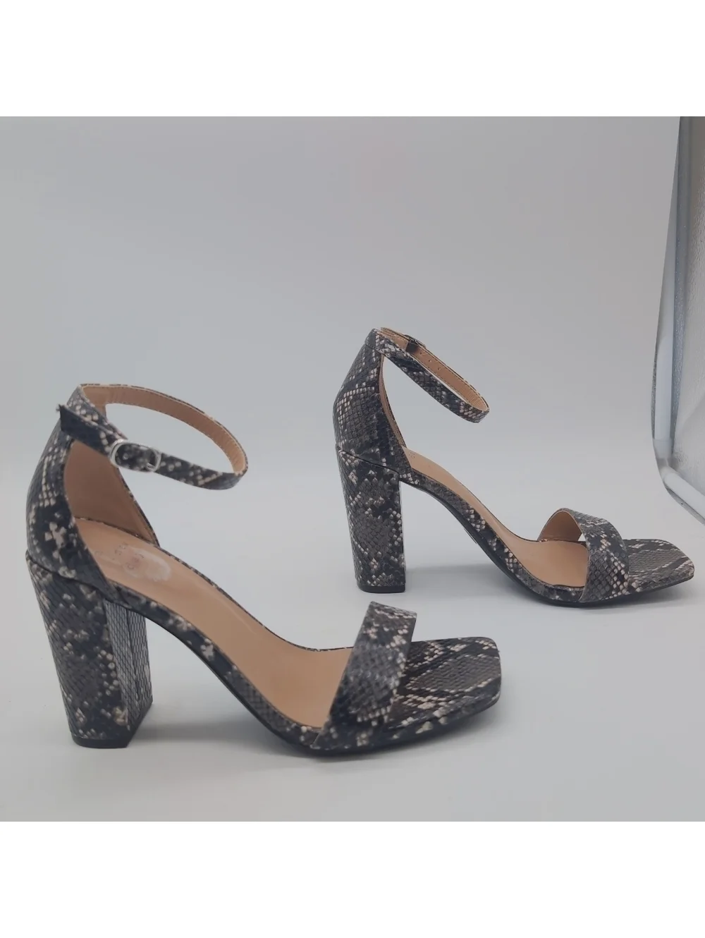 A New Day Faux Snake Skin Sz 7.5 Strapped Sandals Heels